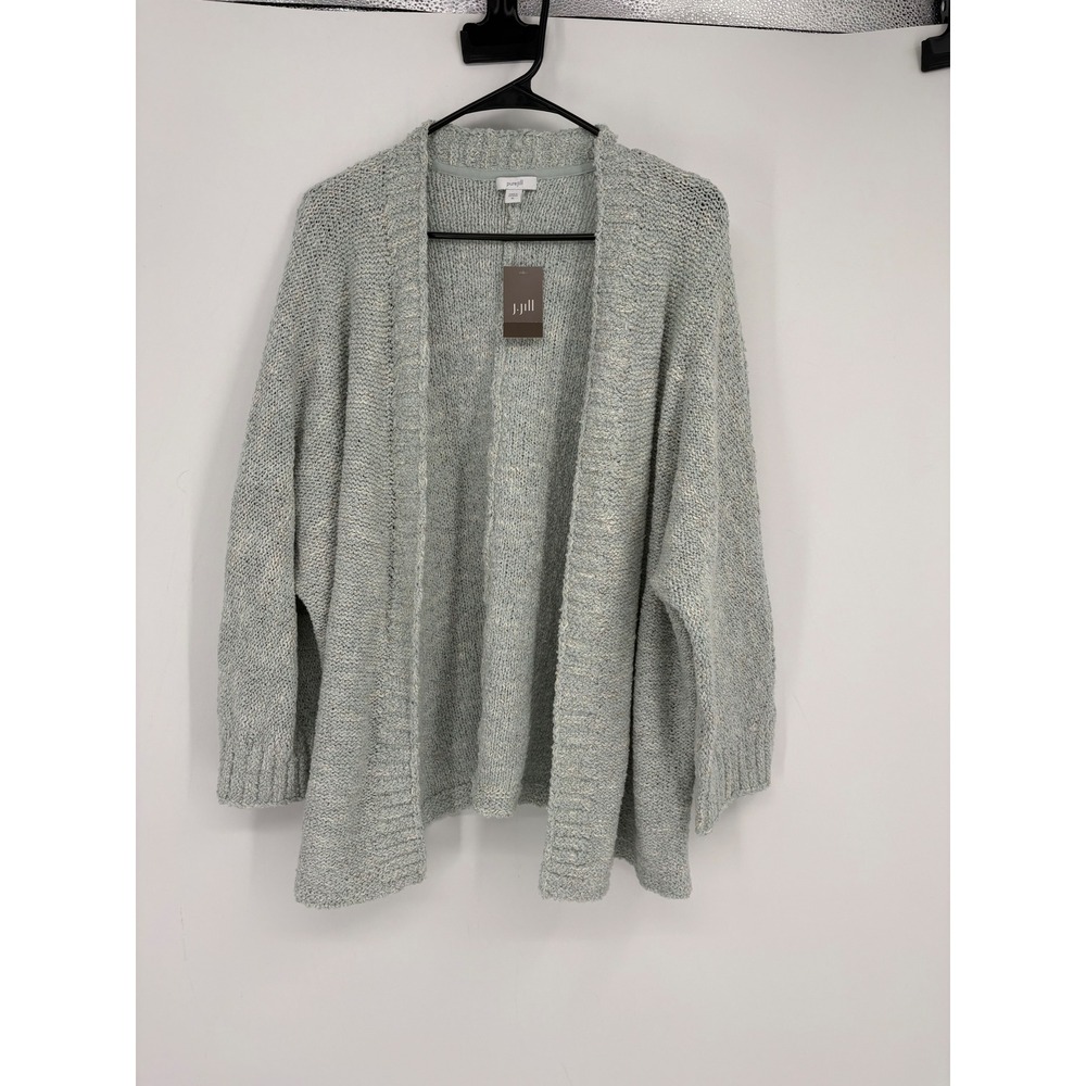 J. Jill Cardigan Women XL Blue Pure Jill Pastel Blue Open Front Knit 241341